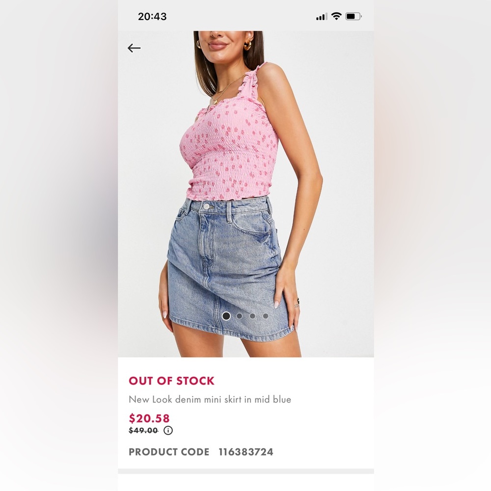New Look denim mini skirt in mid blue, US 4 (UK 8) - Picture 6 of 6